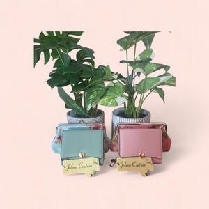 FREE  GIFTS GWomen's Pink and Green Bags Wallet Change Purse Bundle